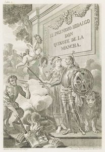 Portræt af Miguel de Cervantes Saavedra -forsiden af ​​serien El Ingenioso Hidalgo Don Quixote de la Mancha